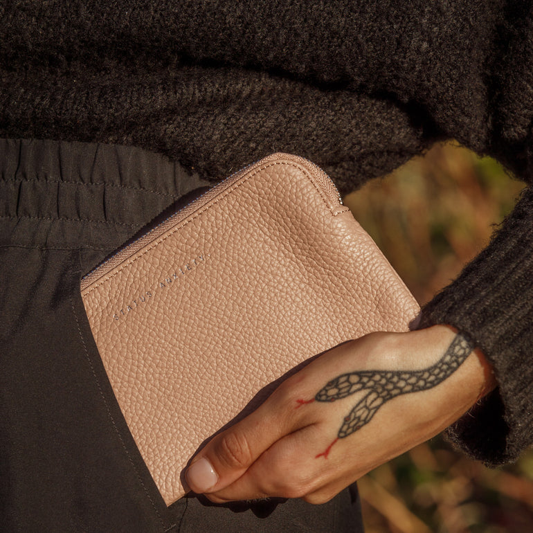Status Anxiety Smoke and Mirrors Women's Leather Pouch Wallet Dusty Pink