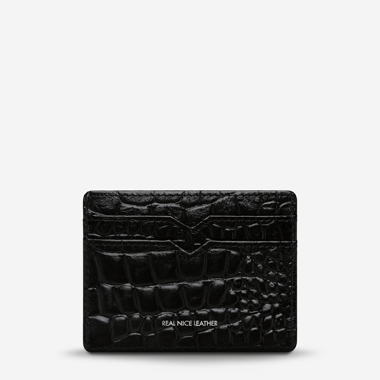 Status Anxiety Together For Now Women's Leather Card Wallet Black Croc