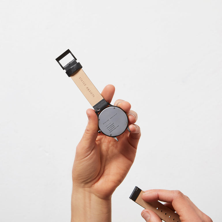 Status Anxiety Inertia Leather Watch Strap (Only) Blush Strap/Brushed Copper Buckle