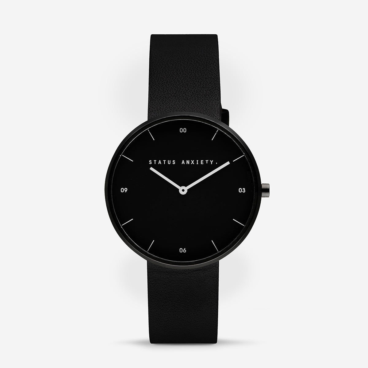 Status Anxiety Repeat After Me Leather Watch Black