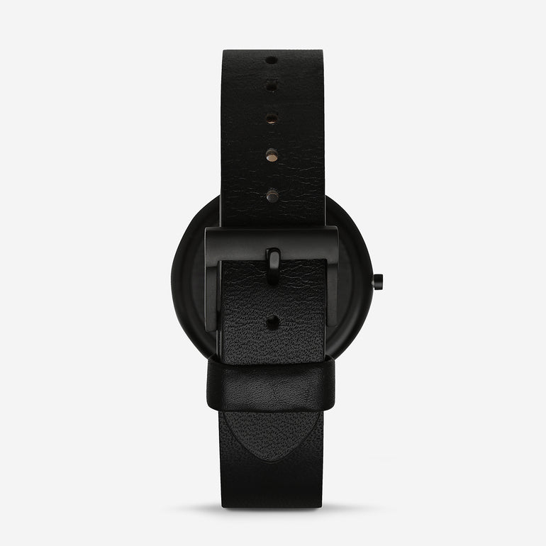Status Anxiety Repeat After Me Leather Watch Black and White