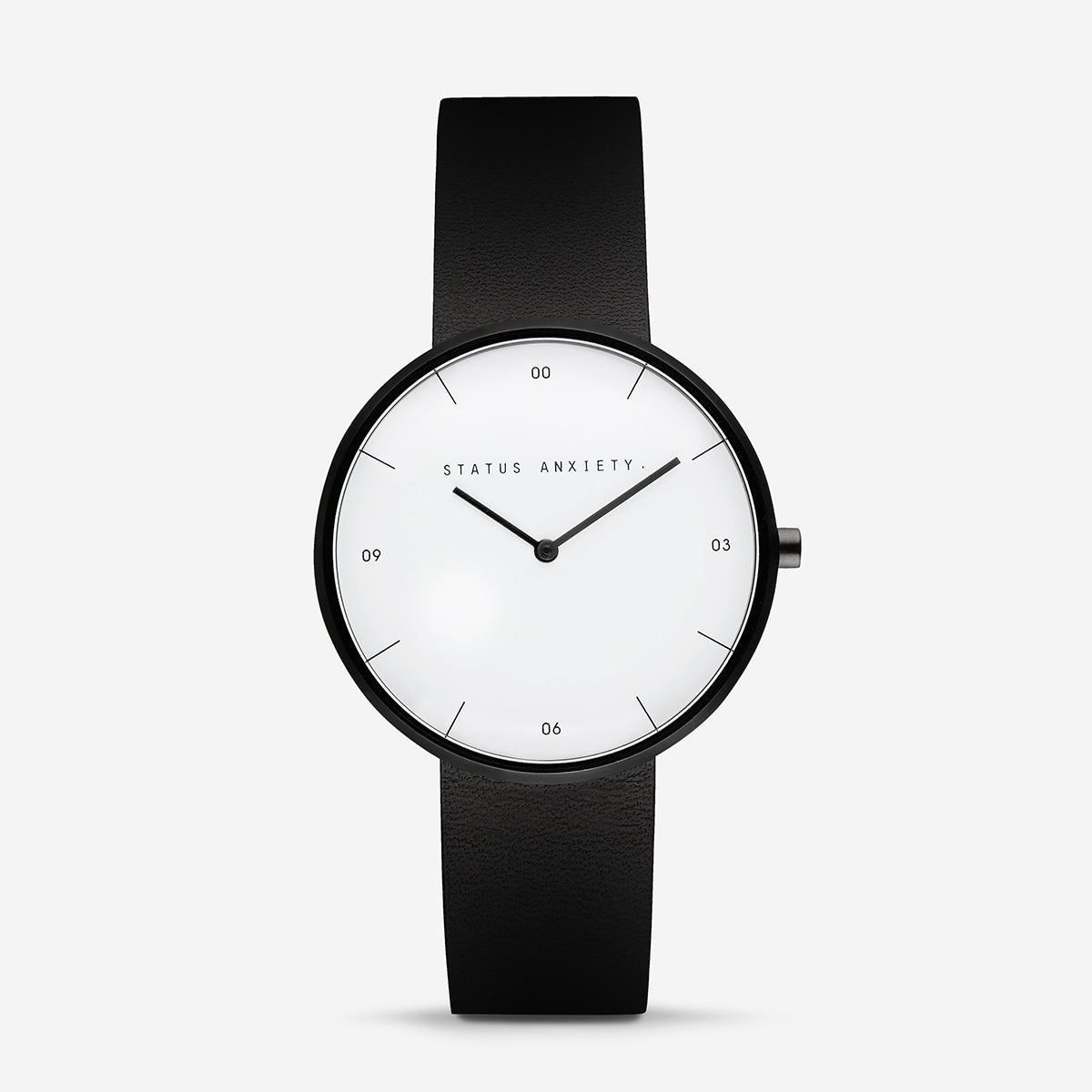Status Anxiety Repeat After Me Leather Watch Black and White