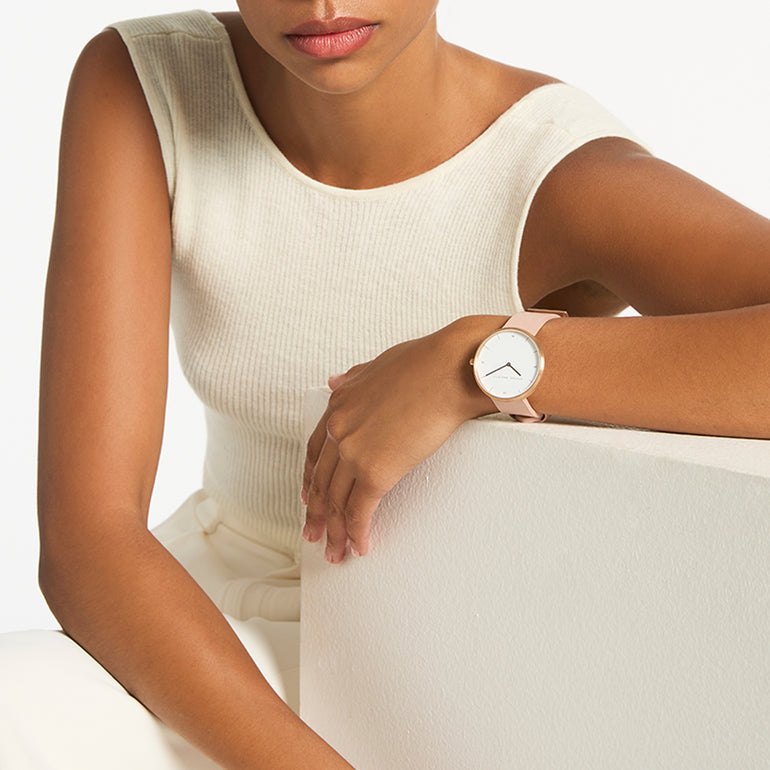 Status Anxiety Repeat After Me Leather Watch Blush