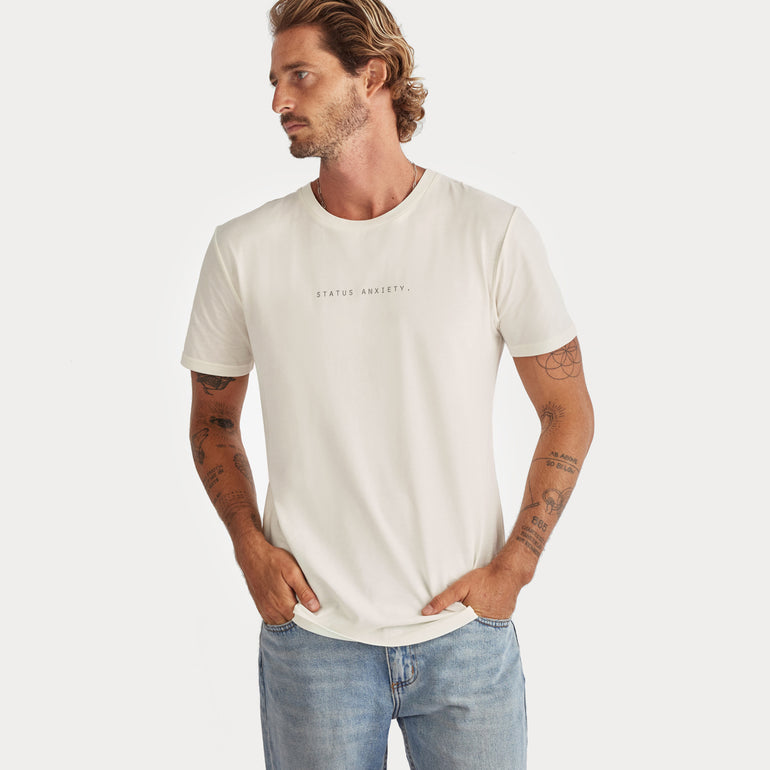Status Anxiety Think It Over Men's T Shirt Off White