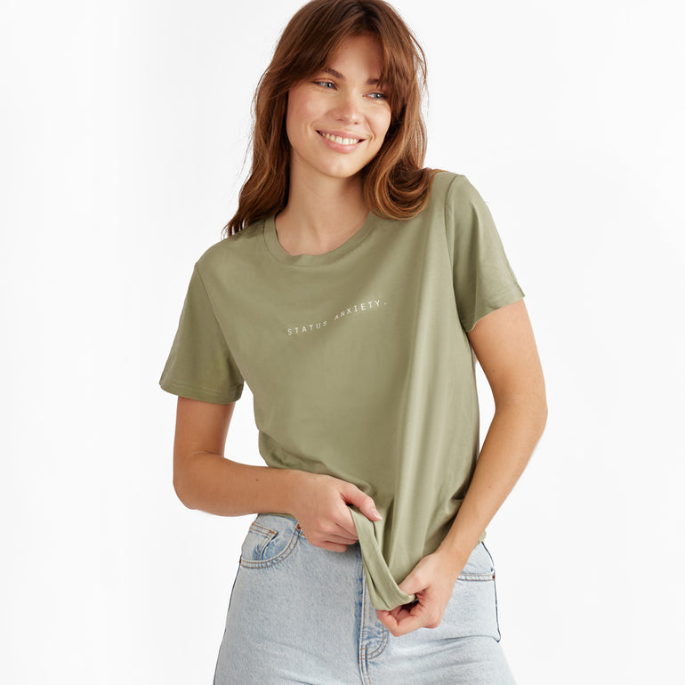 Status Anxiety Think it Over Women's T-shirt Sage